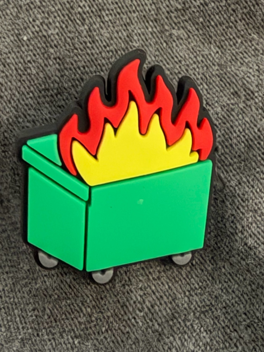Dumpster fire rubber Pin NEW